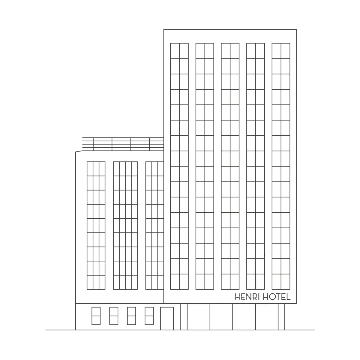 Illustration of the HENRI Düsseldorf Drawing of the Hotel HENRI Düsseldorf