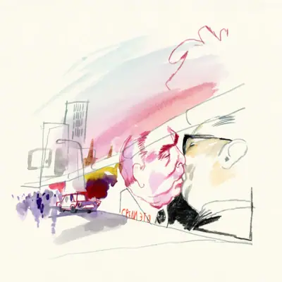 Illustration of the Berlin Wall Drawing of a man kissing another man.