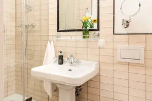 Bathroom Bathroom with mirror and washbasin