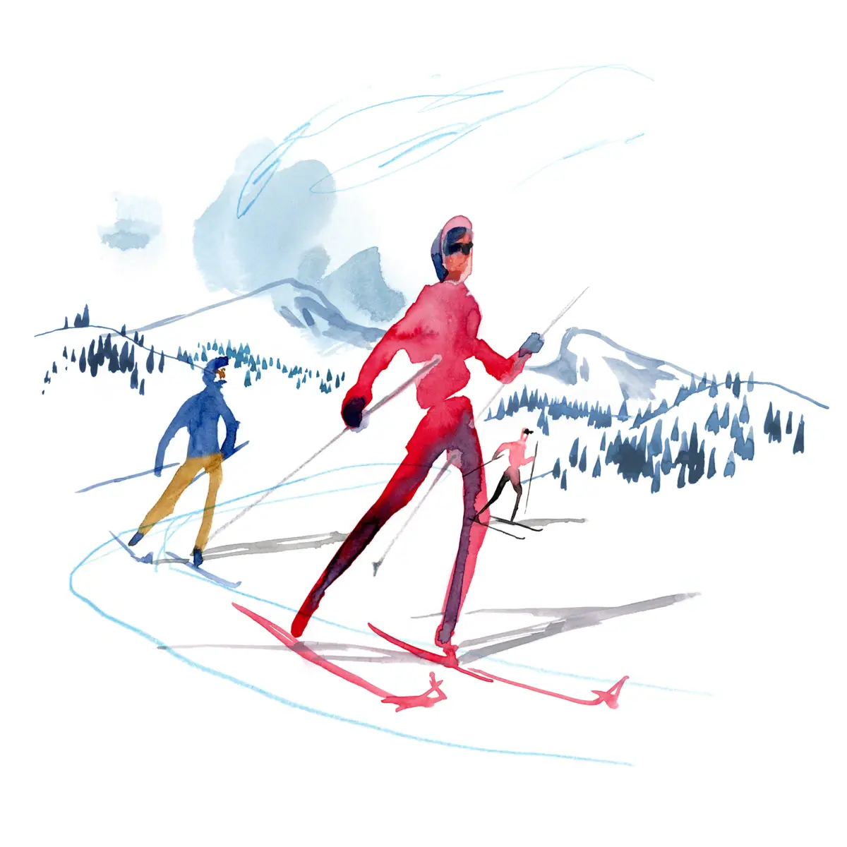 Illustration Skiing Garmisch-Partenkirchen A colourful illustration of skiing in Garmisch-Partenkirchen.