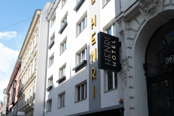 Vienna A sign on a building.