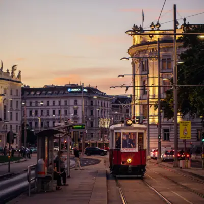 Vienna Tram on a road