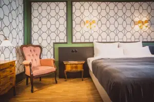 Room view Bed and chair in one room